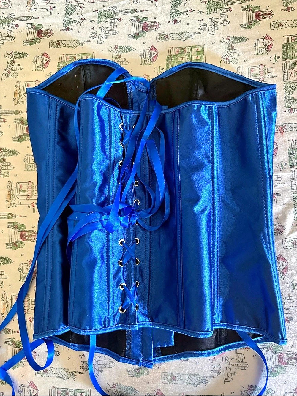 Blue Lace-Up Corset
